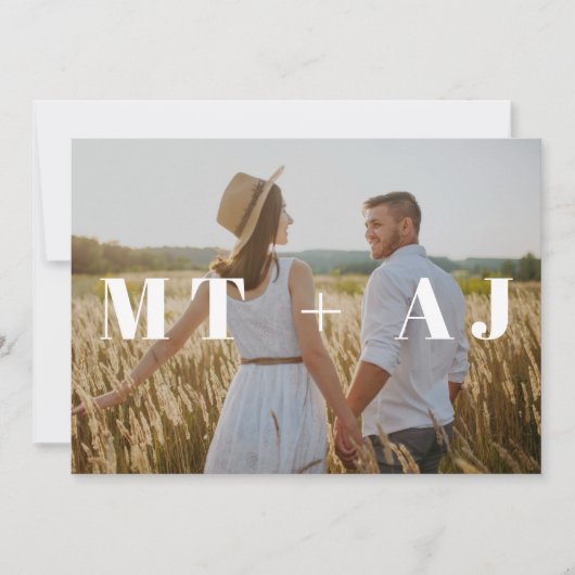 Chic Monogram Overlay-Foto Save the Date (Vorderseite)