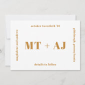 Chic Monogram Overlay-Foto Save the Date (Rückseite)