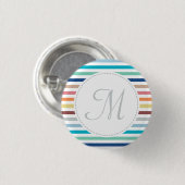Chic Monogram Pastel Rainbow Horizontale Streifen Button (Vorne & Hinten)
