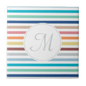 Chic Monogram Pastel Rainbow Horizontale Streifen Fliese (Vorderseite)