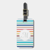 Chic Monogram Pastel Rainbow Horizontale Streifen Gepäckanhänger (Vorderseite vertikal)