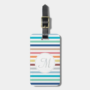 Chic Monogram Pastel Rainbow Horizontale Streifen Gepäckanhänger