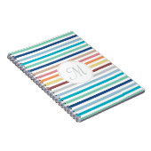 Chic Monogram Pastel Rainbow Horizontale Streifen Notizblock (Rechte Seite)