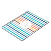 Chic Monogram Pastel Rainbow Horizontale Streifen Notizblock (Linke Seite)