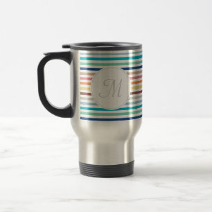 Chic Monogram Pastel Rainbow Horizontale Streifen Reisebecher