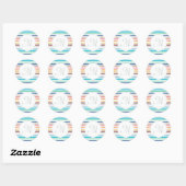 Chic Monogram Pastel Rainbow Horizontale Streifen Runder Aufkleber (Blatt)