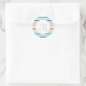 Chic Monogram Pastel Rainbow Horizontale Streifen Runder Aufkleber (Tasche)