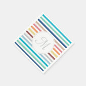 Chic Monogram Pastel Rainbow Horizontale Streifen Serviette (Ecke)