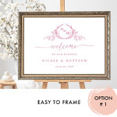 Chic Monogram Pink and White Wedding Willkommensze Poster