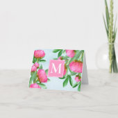 Chic Monogram Pink Chic Peonies Elegantes Floral (Vorderseite)