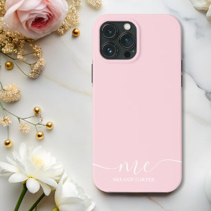 Chic Monogram Pink Elegante Feminine Minimalistisc Case-Mate iPhone Hülle