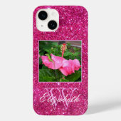 Chic Monogram Pink Glitzer Custom Foto Case-Mate iPhone Hülle (Rückseite)
