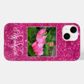 Chic Monogram Pink Glitzer Custom Foto Case-Mate iPhone Hülle (Rückseite (Horizontal))