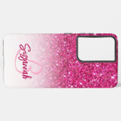 Chic Monogram Pink Glitzer Ombre Vorname Samsung Galaxy Hülle (Linke Seite)
