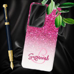 Chic Monogram Pink Glitzer Ombre Vorname Samsung Galaxy Hülle<br><div class="desc">Dieses chic ombre Design verfügt über einen rosa Imitat Glitzer Hintergrund mit individuelle Name und initialen Buchstaben Monogramm. Personalisieren Sie die Groß-/Kleinschreibung in den Textfeldern mit einem Namen und einem Initial, entfernen Sie beide oder bearbeiten Sie sie, indem Sie mit dem Designtool einen Schriftart auswählen, den Stil, die Größe und...</div>