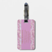 Chic Monogram Pink Lila Gold Agate Geode Gepäckanhänger (Rückseite vertikal)