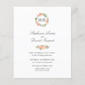 Chic Monogram Pink Orange Green Garlandl Wedding (Vorderseite)