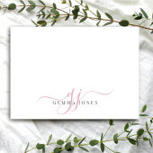 Chic Monogram Pink Script Initials Mitteilungskarte