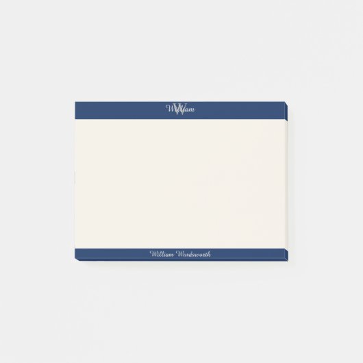 Chic Monogram Post-it-Notizen mit Individuelle Nam Post-it Klebezettel (Vorderseite)
