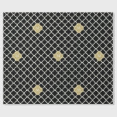 Chic Monogram Quatrefoil Muster Art Deco Hochzeit Geschenkpapier (Flach)