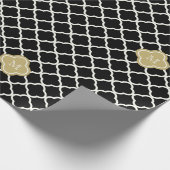 Chic Monogram Quatrefoil Muster Art Deco Hochzeit Geschenkpapier (Ecke)