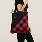 Chic Monogram Red Black Buffalo Karo Geometric Tasche (Von Nahem)