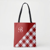 Chic Monogram Red White Buffalo Karo Geometric Tasche (Vorderseite)
