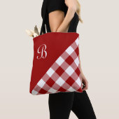 Chic Monogram Red White Buffalo Karo Geometric Tasche (Von Nahem)