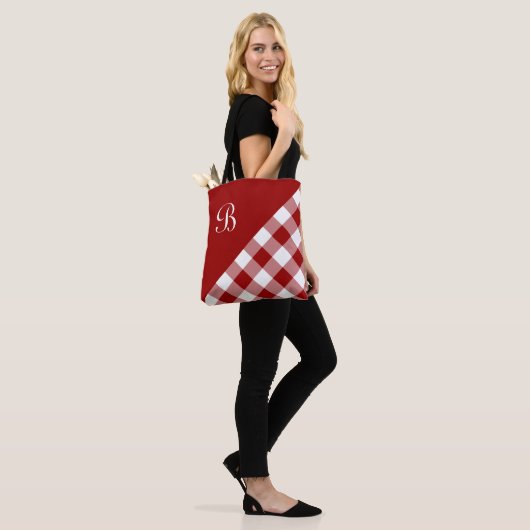 Chic Monogram Red White Buffalo Karo Geometric Tasche (Am Model)