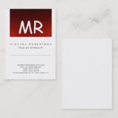 Chic Monogram Red White Niedlich Business Card Visitenkarte (Vorne/Hinten)