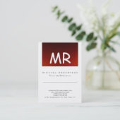 Chic Monogram Red White Niedlich Business Card Visitenkarte (Stehend Vorderseite)