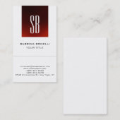 Chic Monogram Red White Niedlich Business Card Visitenkarte (Vorne/Hinten)