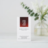 Chic Monogram Red White Niedlich Business Card Visitenkarte (Stehend Vorderseite)