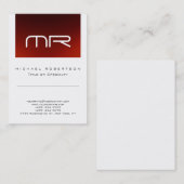 Chic Monogram Red White Niedlich Business Card Visitenkarte (Vorne/Hinten)