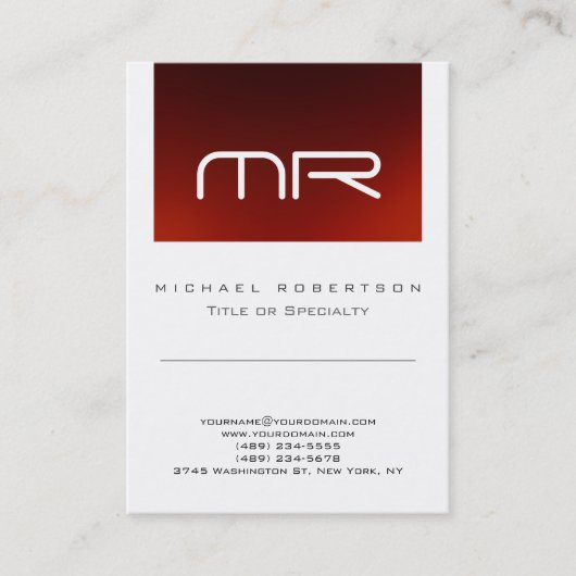 Chic Monogram Red White Niedlich Business Card Visitenkarte (Vorderseite)