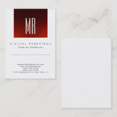 Chic Monogram Red White Niedlich Business Card Visitenkarte (Vorne/Hinten)