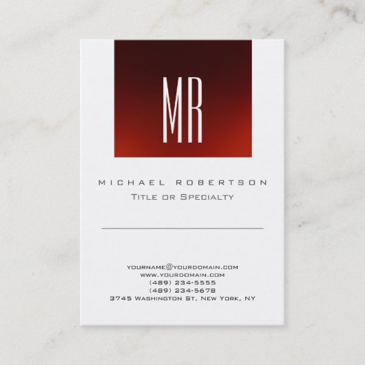 Chic Monogram Red White Niedlich Business Card Visitenkarte (Vorderseite)