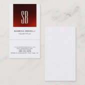 Chic Monogram Red White Niedlich Business Card Visitenkarte (Vorne/Hinten)