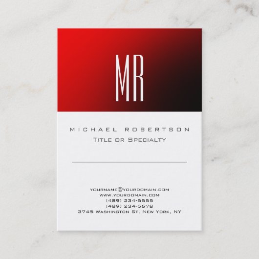 Chic Monogram Red White Niedlich Business Card Visitenkarte (Vorderseite)
