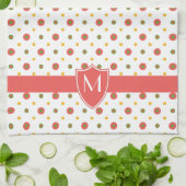 Chic Monogram Red White Polka Dots Küchentuch (Gefaltet)
