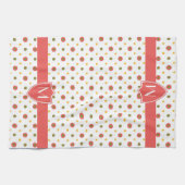 Chic Monogram Red White Polka Dots Küchentuch (Horizontal)