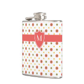 Chic Monogram Red White Polkas Hibitflasche Flachmann (Links)