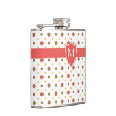 Chic Monogram Red White Polkas Hibitflasche Flachmann (Rechts)
