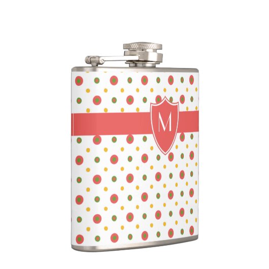 Chic Monogram Red White Polkas Hibitflasche Flachmann (Rechts)