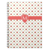 Chic Monogram Red, White Polkas Spiral Notebook Notizblock (Vorderseite)