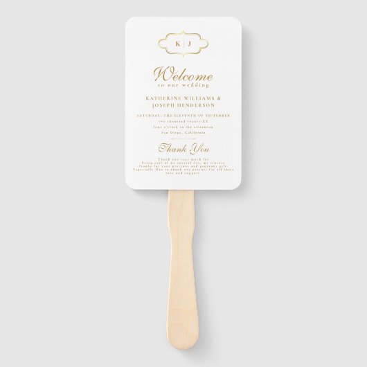 CHIC MONOGRAM & ROMANTIC CALLIGRAPY WEDDING PROGRA FÄCHER (Vorderseite)