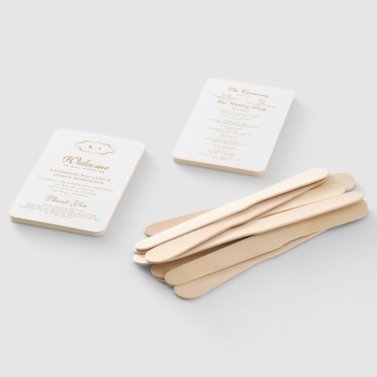 CHIC MONOGRAM & ROMANTIC CALLIGRAPY WEDDING PROGRA FÄCHER (Non-assembled)