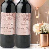 Chic Monogram Rose Gold Foil Glitzer 90. Geburtsta Weinetikett