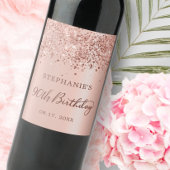 Chic Monogram Rose Gold Foil Glitzer 90. Geburtsta Weinetikett