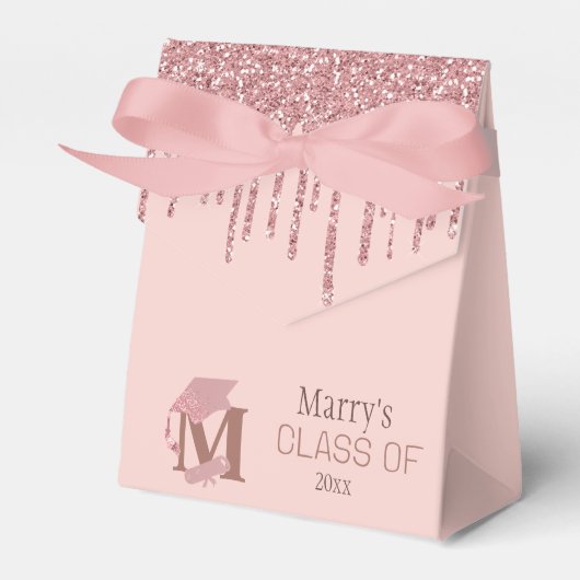 Chic Monogram Rose Gold Glitzer Cap Geschenkschachtel (Vorderseite)